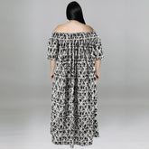 Lässiges, schulterfreies Kleid mit Print
